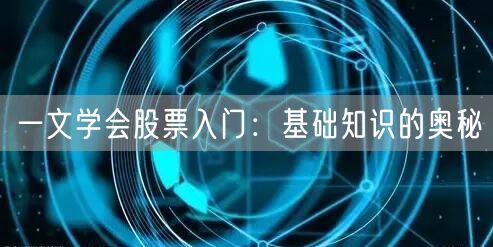一文学会股票入门：基础知识的奥秘