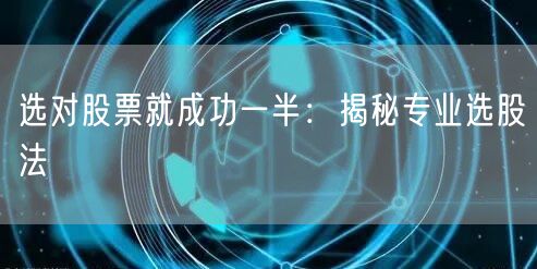 选对股票就成功一半:揭秘专业选股法
