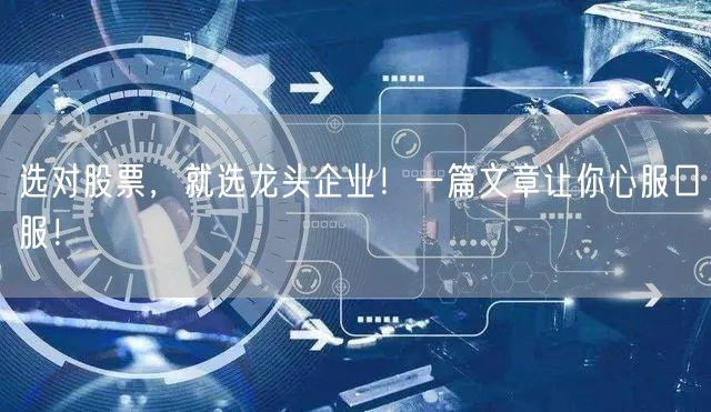 选对股票,就选龙头企业!一篇文章让你心服口服!