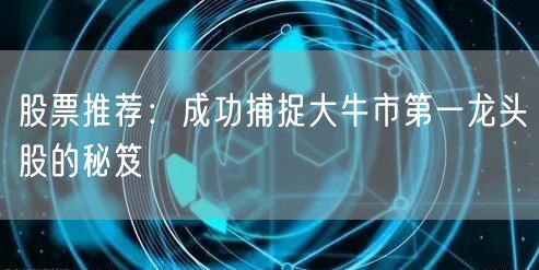 股票推荐：成功捕捉大牛市第一龙头股的秘笈